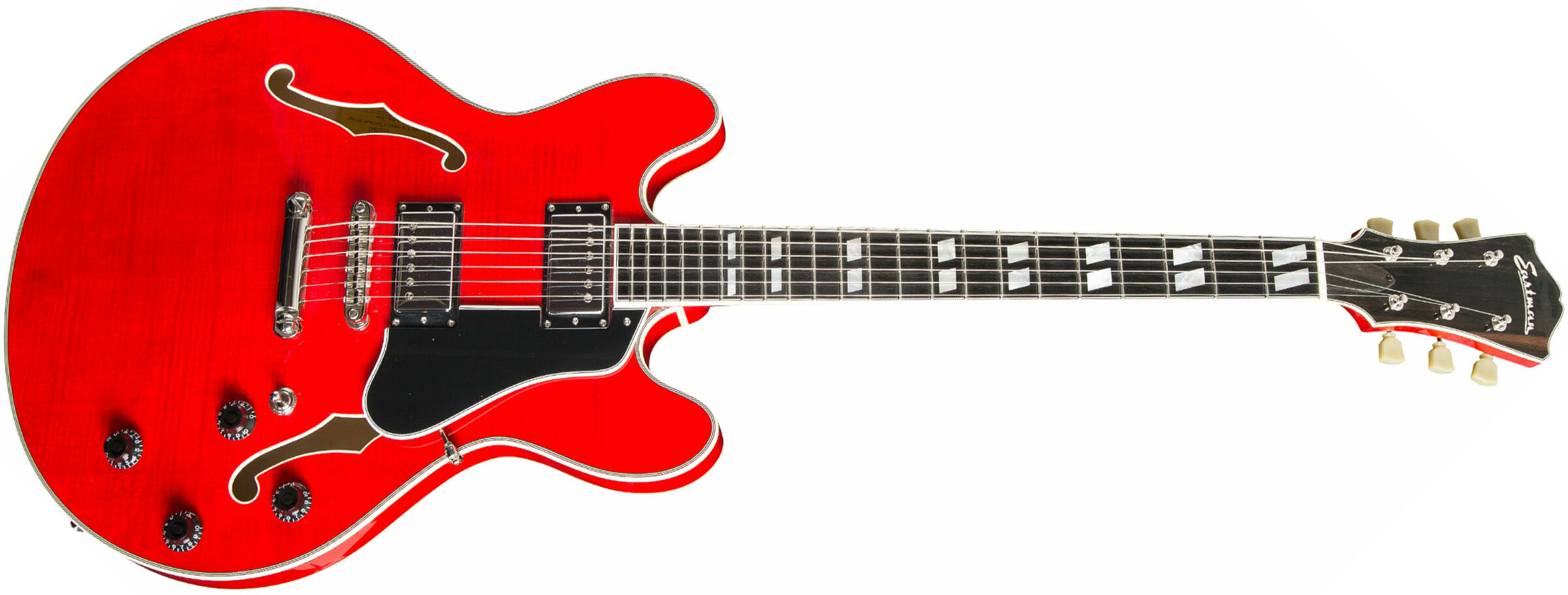 Eastman T486 Thinline Laminate Tout Erable Hh Seymour Duncan Ht Eb - Red - Semi hollow elektriche gitaar - Main picture