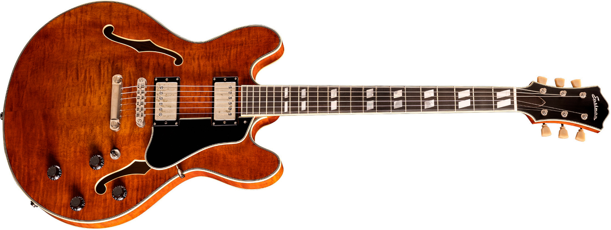 Eastman T59/tv Thinline 2h Seymour Duncan Ht Eb - Truetone Vintage Gloss Amber - Single cut gitaar - Main picture