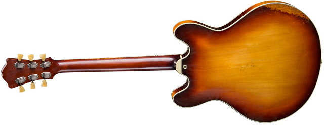 Eastman T64/v Thinline Laminate Tout Erable Bigsby 2p90 Lollar Bigsby Eb - Goldburst - Semi hollow elektriche gitaar - Variation 1