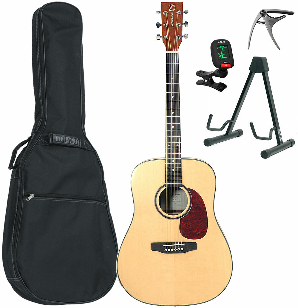 Eastone Dr200-nat +housse X-tone 2003 +accordeur +capo +stand - Natural - Western gitaar set - Main picture