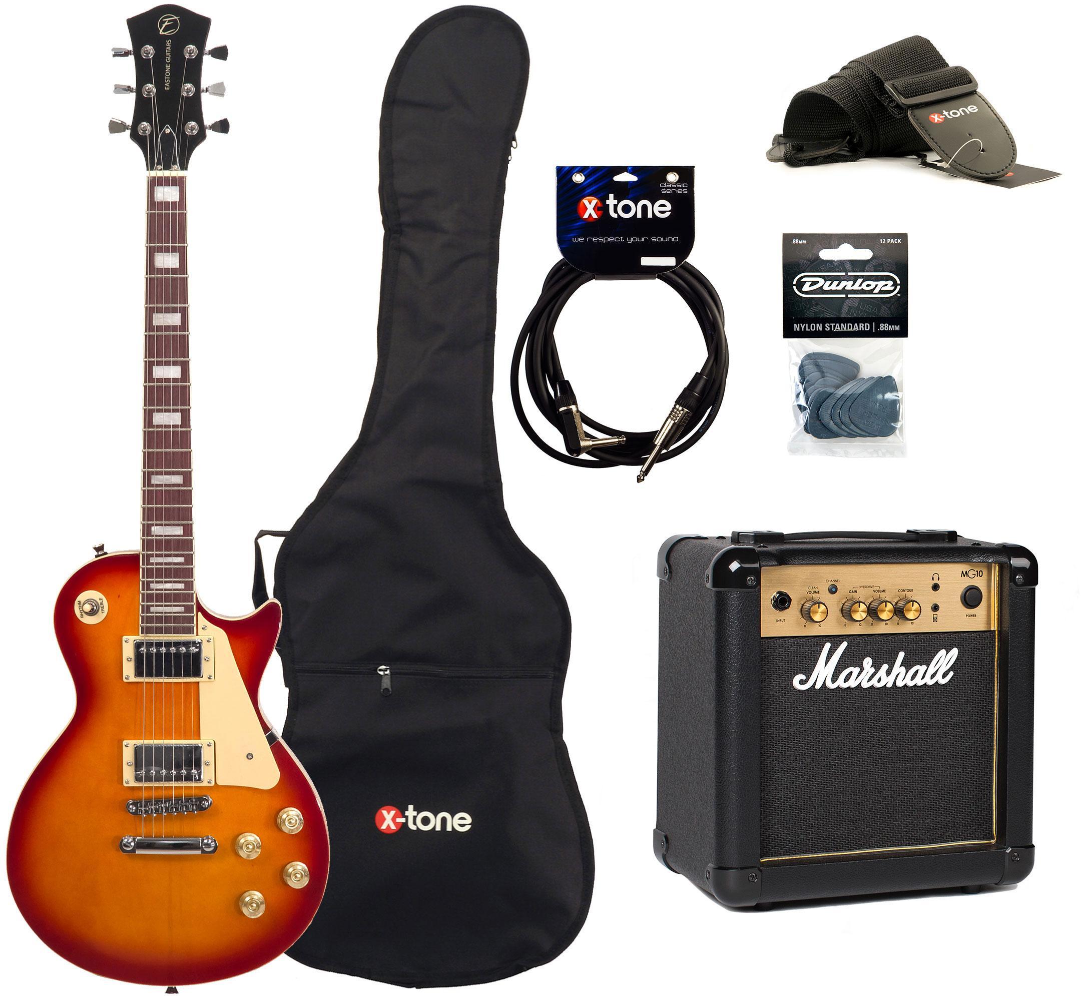 Elektrische gitaar set Eastone LP100 CS +Marshall MG10 10W  +CABLE +MEDIATORS +HOUSSE + MG10G GOLD Combo 10 W - Cherry sunburst