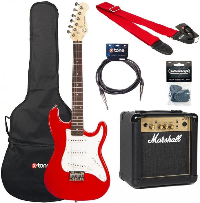 Elektrische gitaar set Eastone STR Mini +Marshall MG10G +Accessories - Red