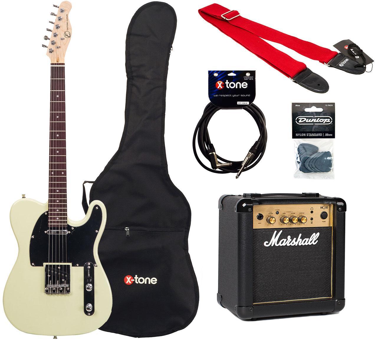 Elektrische gitaar set Eastone TL70 +MARSHALL MG10 +HOUSSE +COURROIE +CABLE +MEDIATORS - Metallic light blue