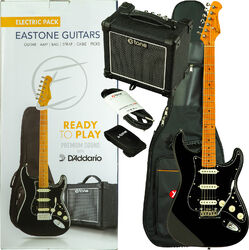 Elektrische gitaar set Eastone Pack ST150R-BLK-RW +X-Tone XT-10S Combo - black
