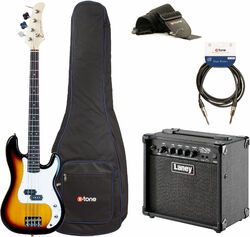 Elektrische bas set Eastone RB +Laney LX15B +Accessoires - 3 tone sunburst