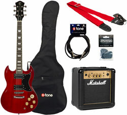 Elektrische gitaar set Eastone SDC70 +Marshall MG10G Gold +Accessoires - Red
