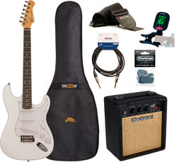Elektrische gitaar set Eastone STR70 +Blackstar Debut 10E +Accessories - Olympic white