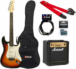 Elektrische gitaar set Eastone STR70T +Marshall MG10G +Accessories - 3 tone sunburst