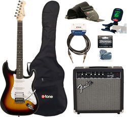 Elektrische gitaar set Eastone STR80T HSS +Fender Frontman 20G +Accessories - 3 tone sunburst