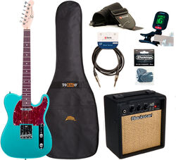 Elektrische gitaar set Eastone TL70 +Blackstar Debut 10E +Accessories - metallic light blue