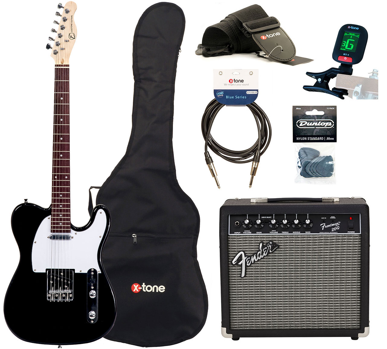 Eastone Tl70 +blackstar Debut 10 +cable +clip-on Tuner +mediators +housse +courroie - Black - Elektrische gitaar set - Variation 1