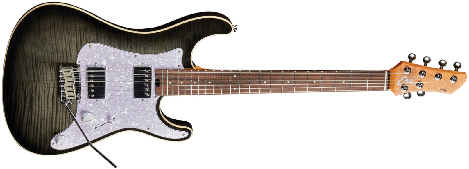 Eko Aurora 400 Trem Hh Lau - Flamed Grey Burst - Elektrische gitaar in Strat vorm - Main picture