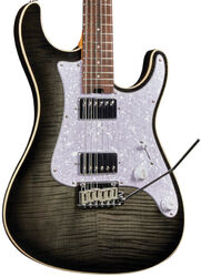 Elektrische gitaar in strat vorm Eko Aurora 400 - Flamed grey burst