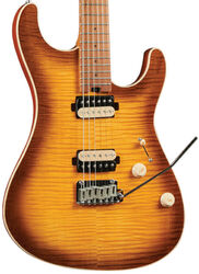 Elektrische gitaar in strat vorm Eko Aurora 400 - Flamed amber burst