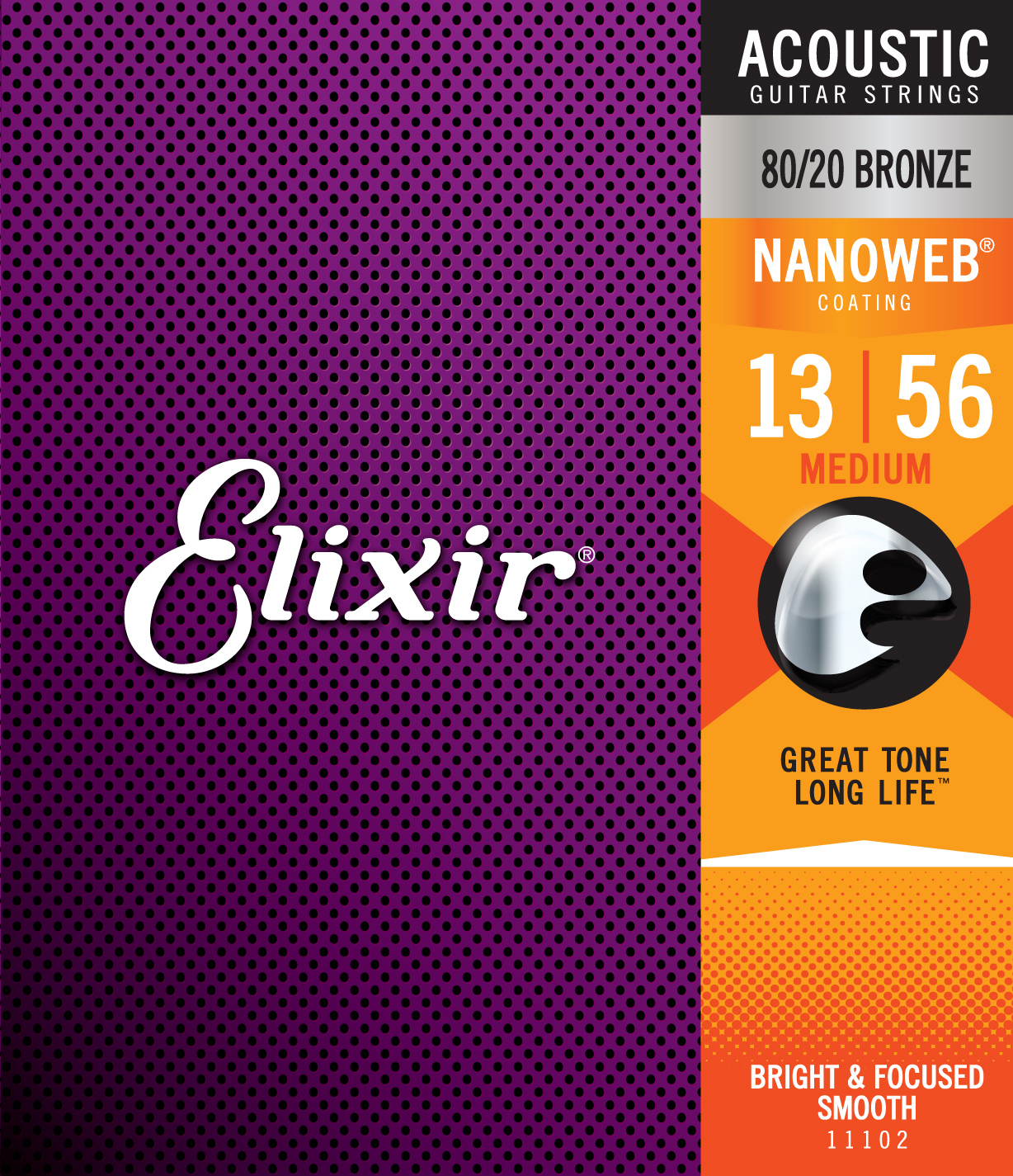 Elixir Jeu De 6 Cordes Acoustic (6) 11102 Nanoweb 80/20 Bronze 13-56 - Westerngitaarsnaren - Main picture
