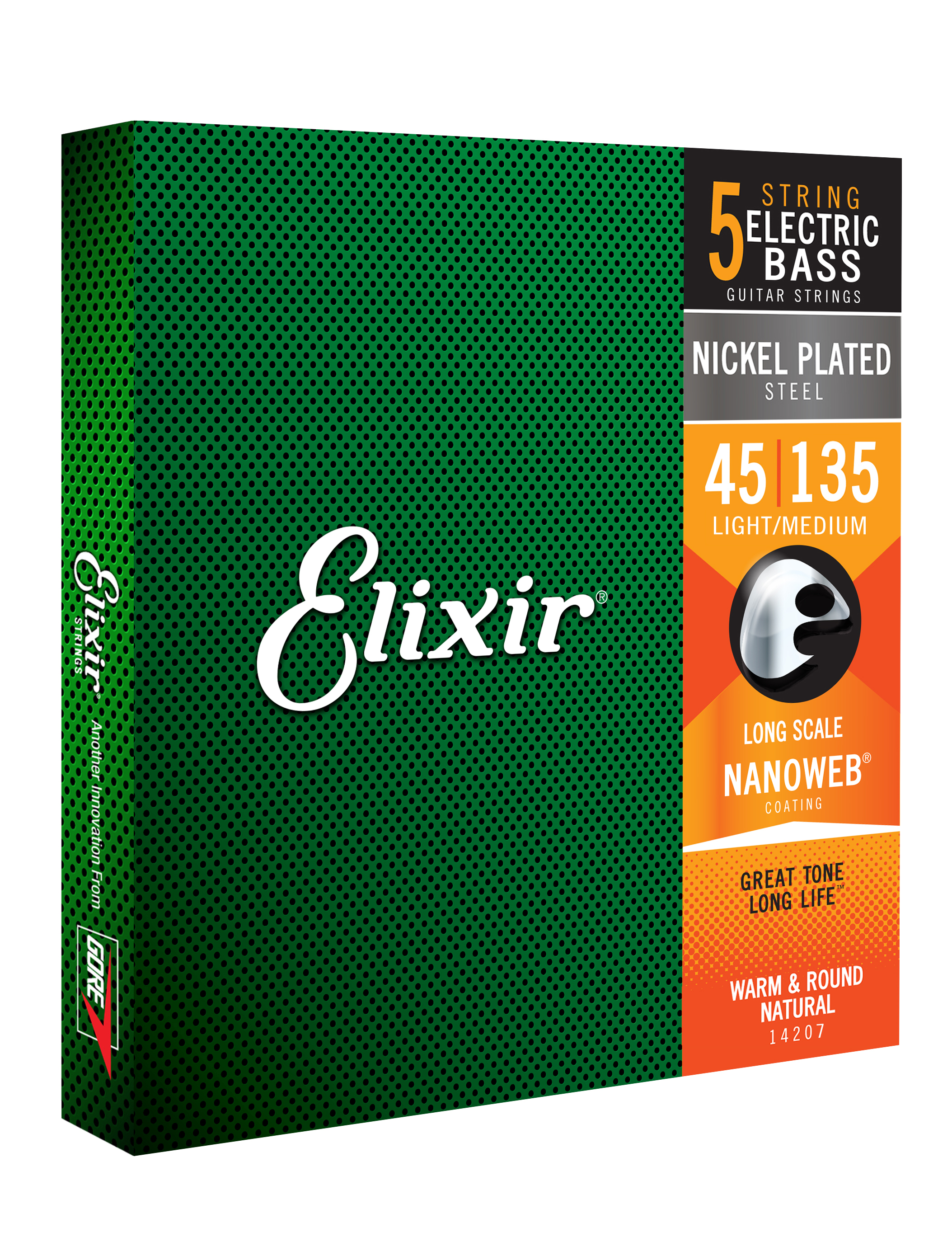Elixir 14207 5-string Nanoweb Nps Long Scale Electric Bass 5c Light Medium 45-135 - Elektrische bassnaren - Variation 1