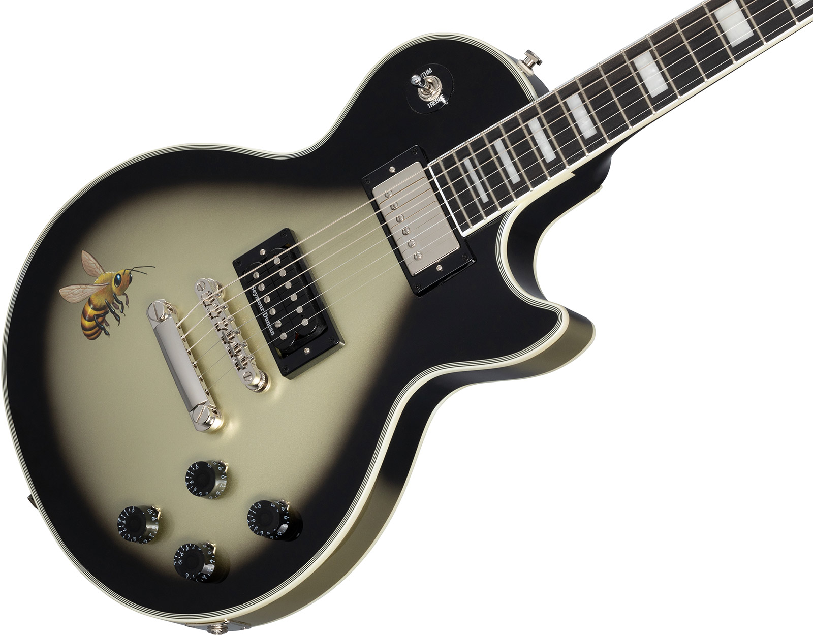 Epiphone Adam Jones Les Paul Custom Mark Ryden's Queen Bee Ltd 2h Ht Eb - Antique Silverburst - Enkel gesneden elektrische gitaar - Variation 3