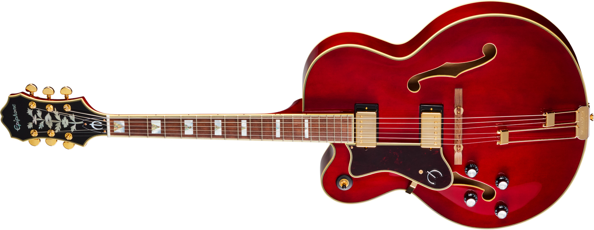 Epiphone Broadway Lh Original Archtops Gaucher 2h Ht Rw - Wine Red - Hollow Body elektrische gitaar - Main picture