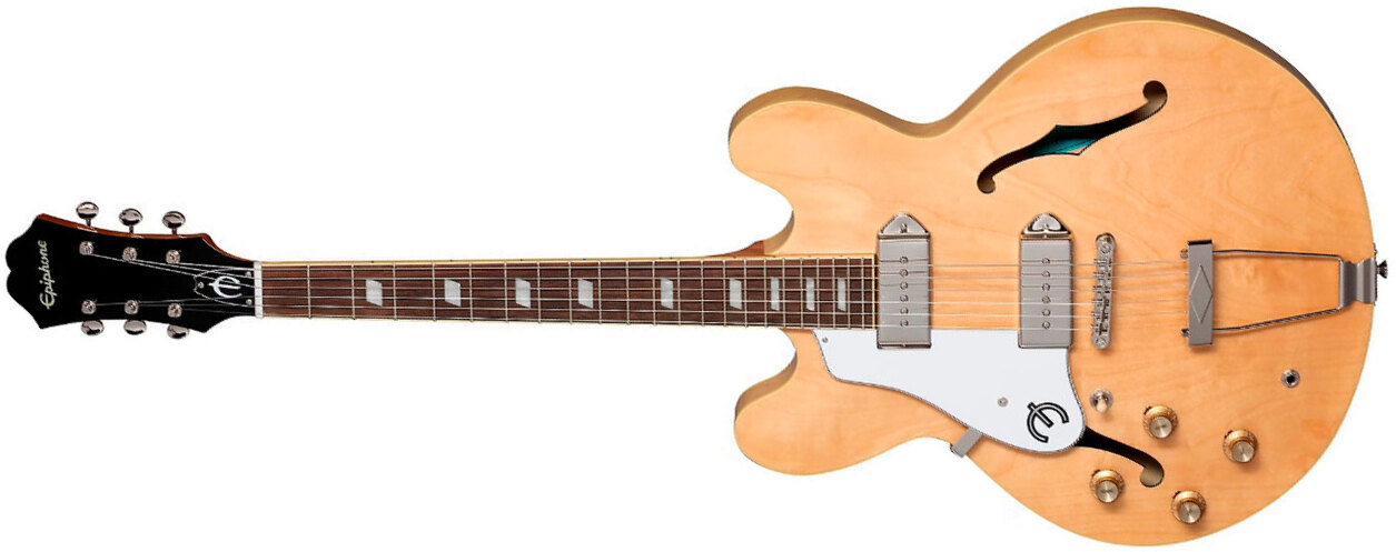 Epiphone Casino Archtop 2023 Lh Gaucher 2s P90 Ht Lau - Natural - Semi hollow elektriche gitaar - Main picture