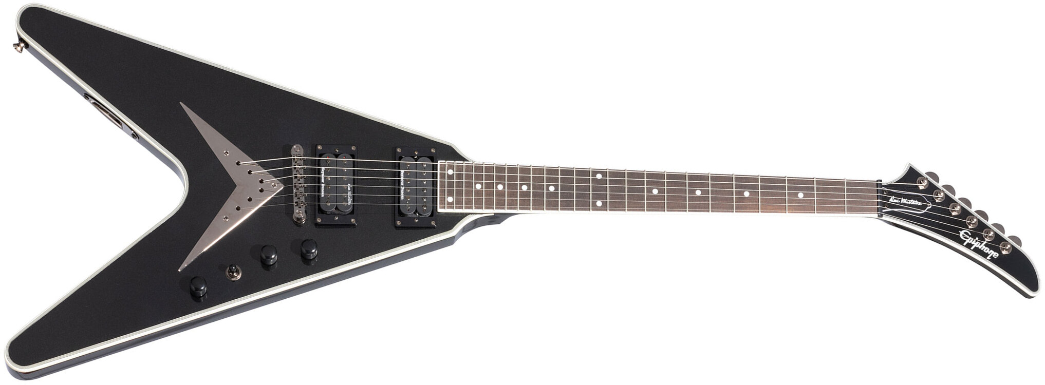 Epiphone Dave Mustaine Flying V Custom 2h Seymour Duncan  Ht Eb - Black Metallic - Kenmerkende elektrische gitaar - Main picture