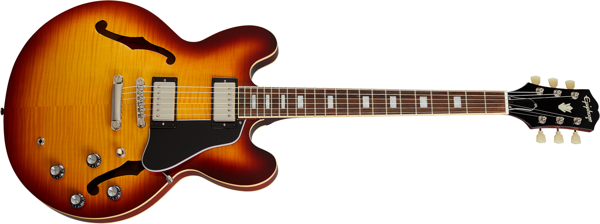 Epiphone Es335 Figured Ibg Original 2h Ht Rw - Raspberry Tea Burst - Semi hollow elektriche gitaar - Main picture
