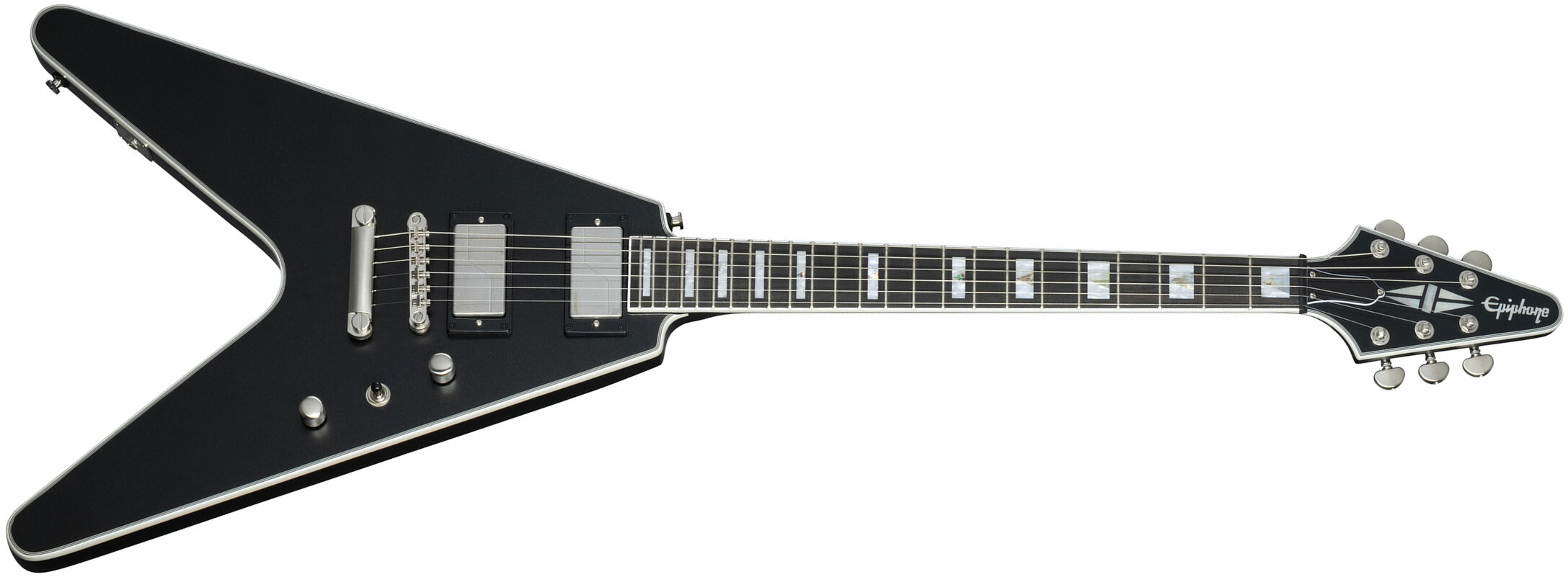 Epiphone Flying V Prophecy Inspired By Modern 2h Fishman Fluence Ht Eb - Aged Jet Black Metallic - Retro-rock elektrische gitaar - Main picture