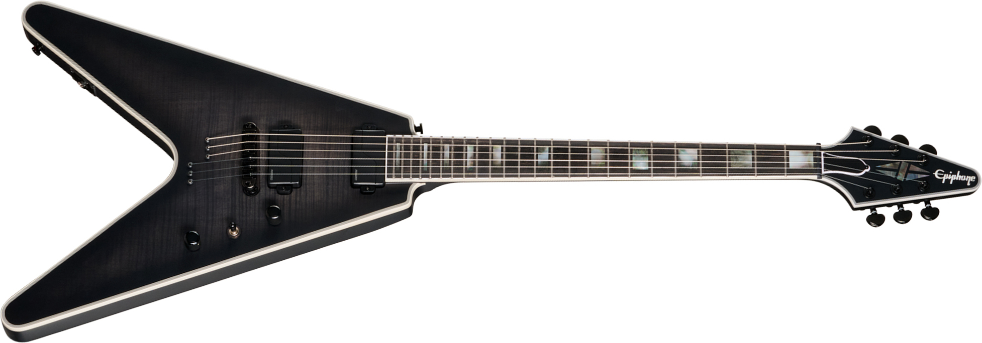 Epiphone Flying V Prophecy Modern 2h Fishman Fluence Ht Eb - Obsidian Storm Satin - Metal elektrische gitaar - Main picture