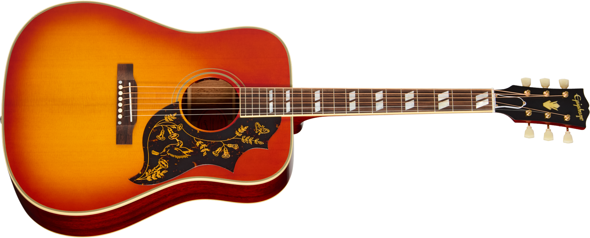 Epiphone Hummingbird 1960 Reissue Inspired By Gibson Dreadnought Epicea Acajou Rw - Heritage Cherry Sunburst - Folk gitaar - Main picture