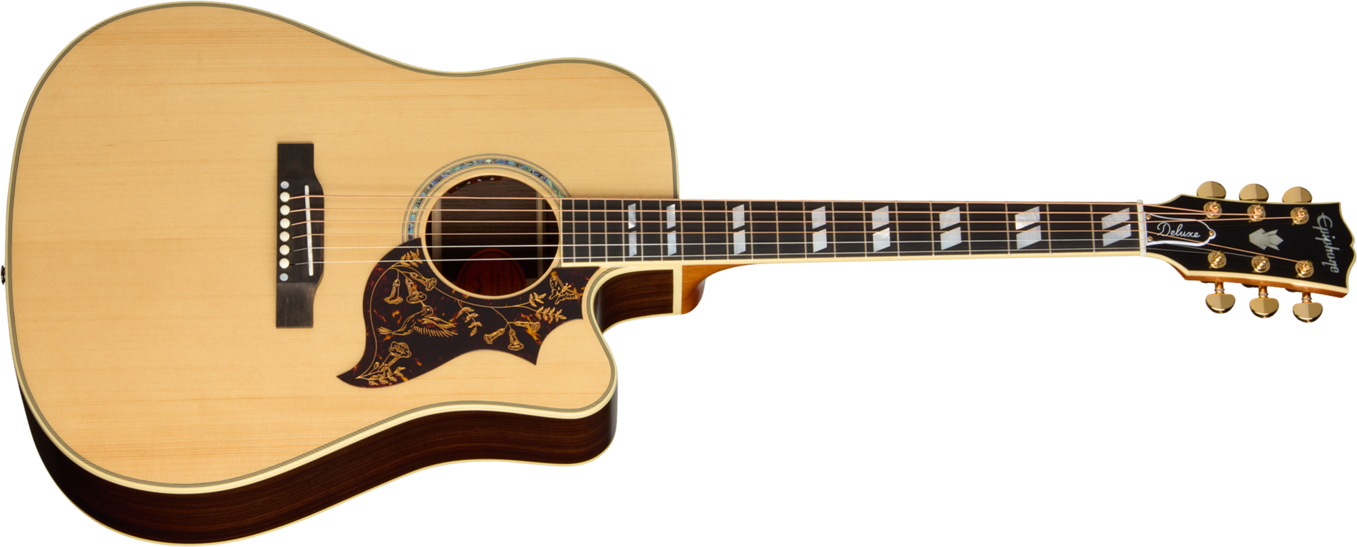 Epiphone Hummingbird Deluxe Ec Inspired By Gibson Dreadnought Cw Epicea Palissandre Eb - Natural - Folk gitaar - Main picture
