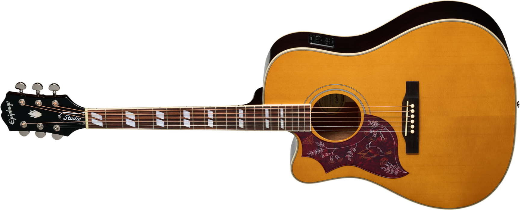 Epiphone Hummingbird Studio Ec Lh Gaucher Ibg Dreadnought Cw Epicea Acajou Rw - Natural - Folk gitaar - Main picture