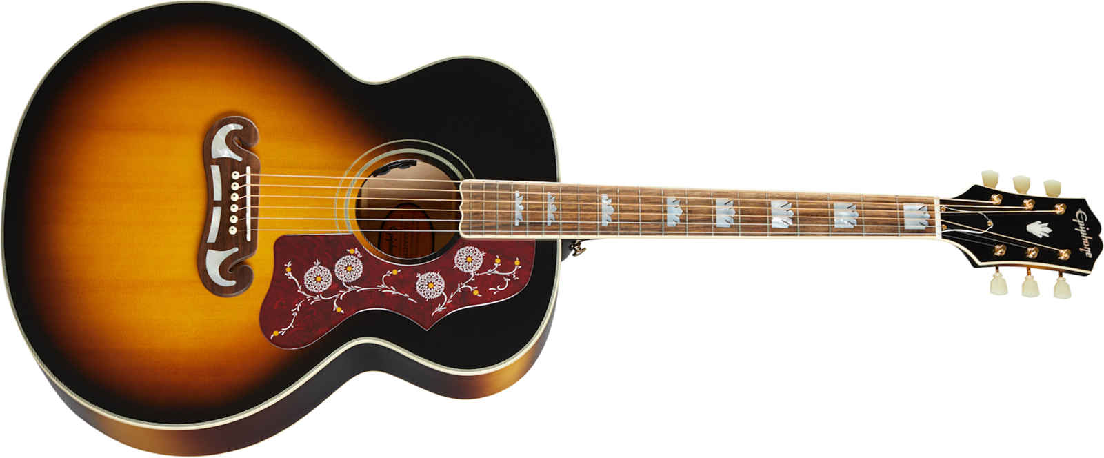 Epiphone J-200 Inspired By Gibson Jumbo Epicea Erable Lau - Aged Vintage Sunburst - Elektro-akoestische gitaar - Main picture