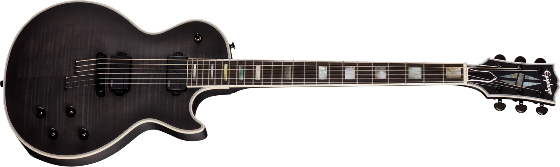 Epiphone Les Paul Baritone Prophecy Modern 2h Fishman Fluence Ht Eb - Obsidian Storm Satin - Bariton elektrische gitaar - Main picture