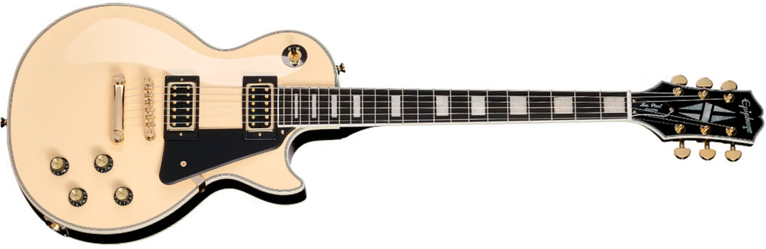 Epiphone Les Paul Custom Blackback Ibg Ltd 2h Ht Eb +housse - Antique Ivory - Single cut gitaar - Main picture