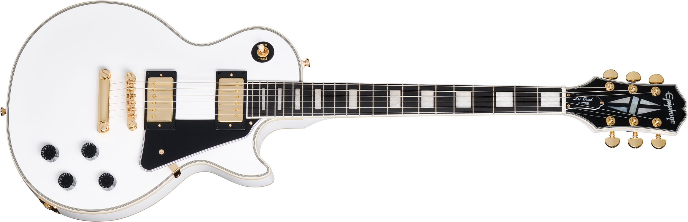 Epiphone Les Paul Custom Insp. By Gibson Original 2h Ht Eb - Alpine White - Enkel gesneden elektrische gitaar - Main picture