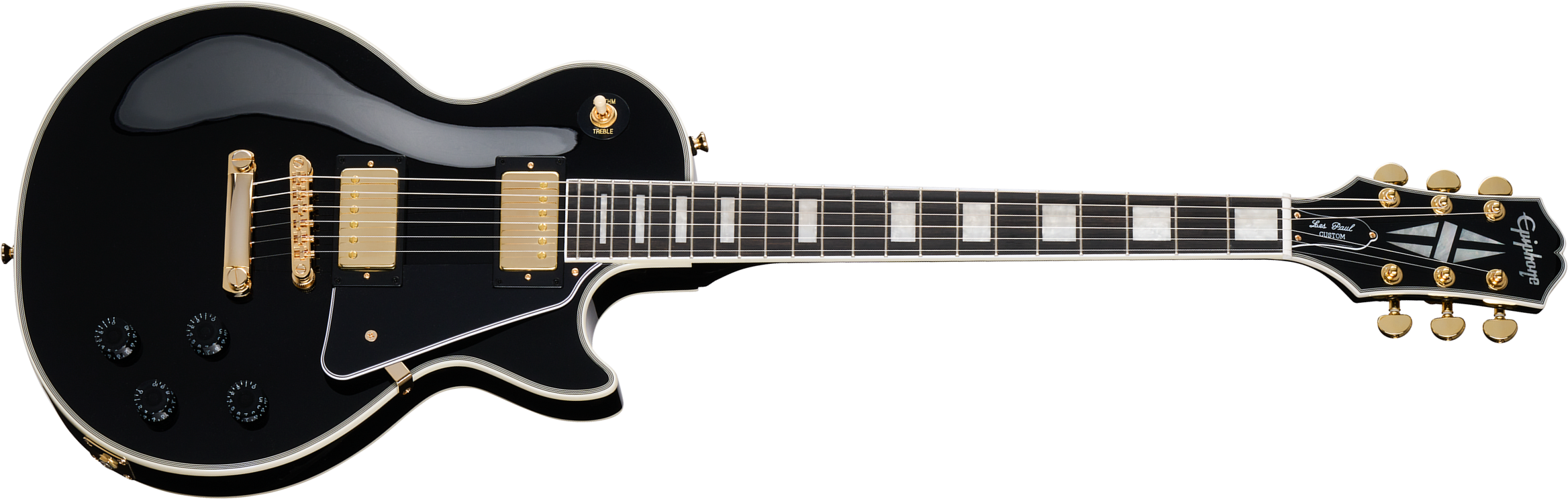 Epiphone Les Paul Custom Insp. By Gibson Original 2h Ht Eb - Ebony - Enkel gesneden elektrische gitaar - Main picture