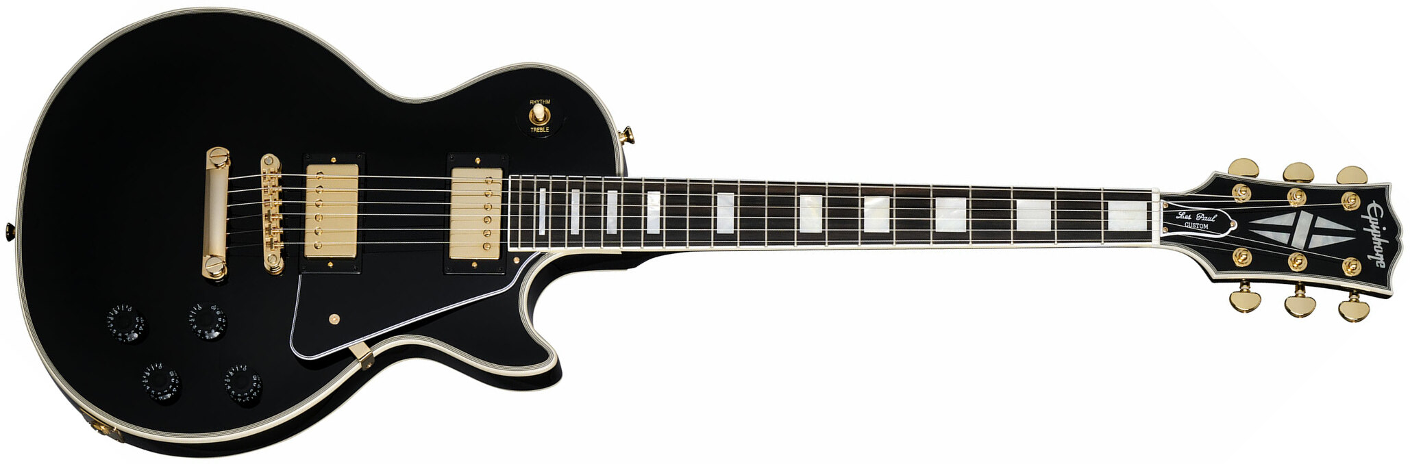Epiphone Les Paul Custom Inspired By 2h Ht Eb - Ebony - Enkel gesneden elektrische gitaar - Main picture