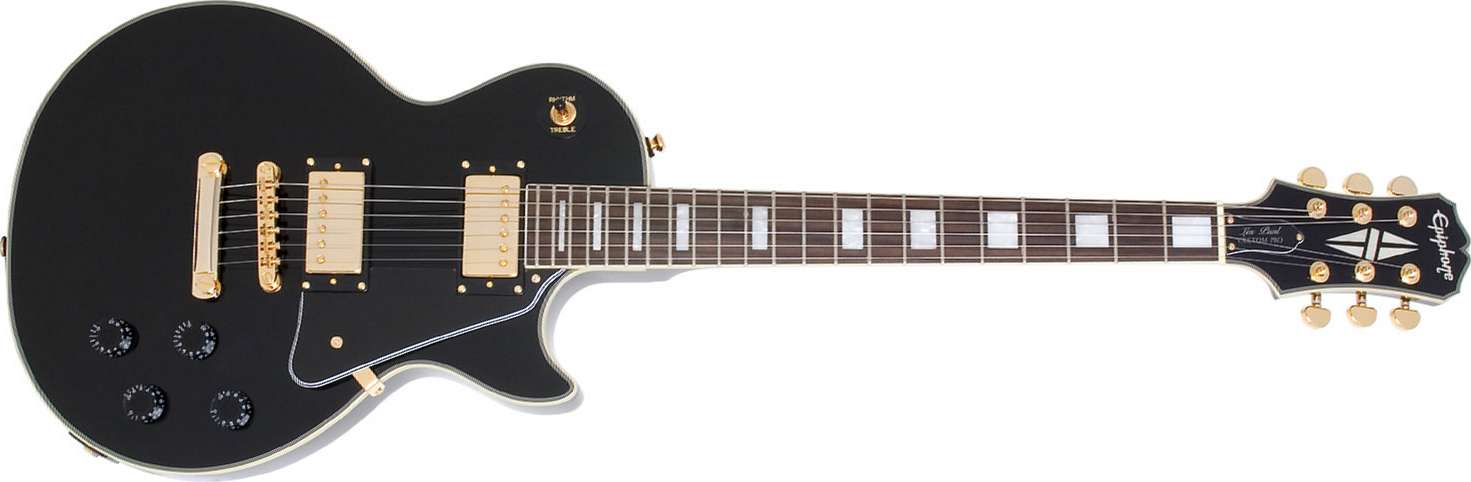 Epiphone Les Paul Custom Pro Gh - Ebony - Enkel gesneden elektrische gitaar - Main picture