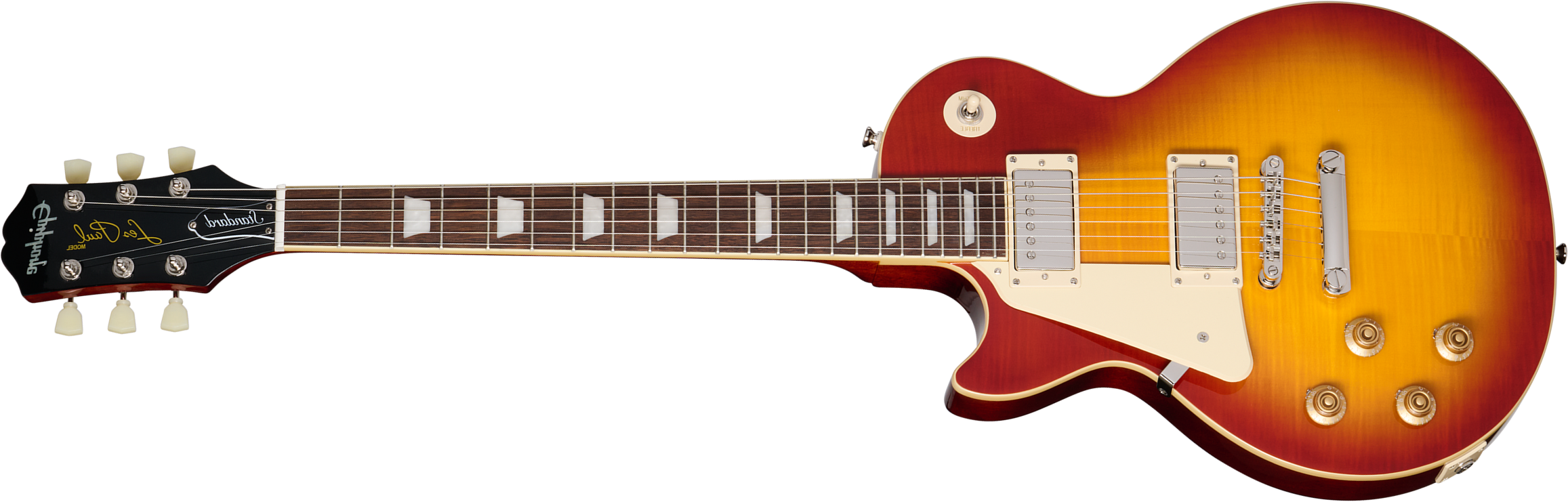 Epiphone Les Paul Standard 50s Figured Lh Insp. By Gibson Gaucher 2h Ht Lau - Washed Cherry Sunburst - Enkel gesneden elektrische gitaar - Main pictur