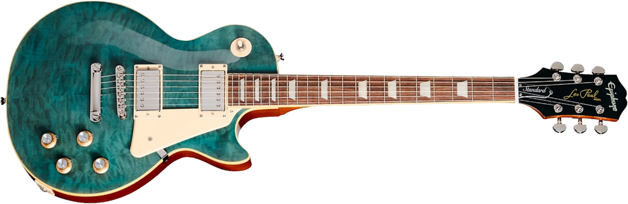 Epiphone Les Paul Standard 60s Quilt Top Ltd Ibg Original 2h Ht Lau - Translucent Blue - Single cut gitaar - Main picture