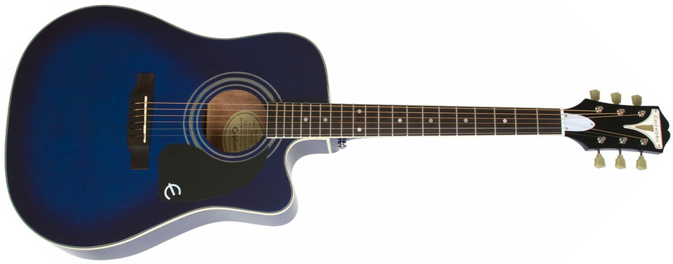 Epiphone Pro-1 Ultra Acoustic Dreadnought Cw Epicea Acajou - Translucent Blue - Elektro-akoestische gitaar - Main picture