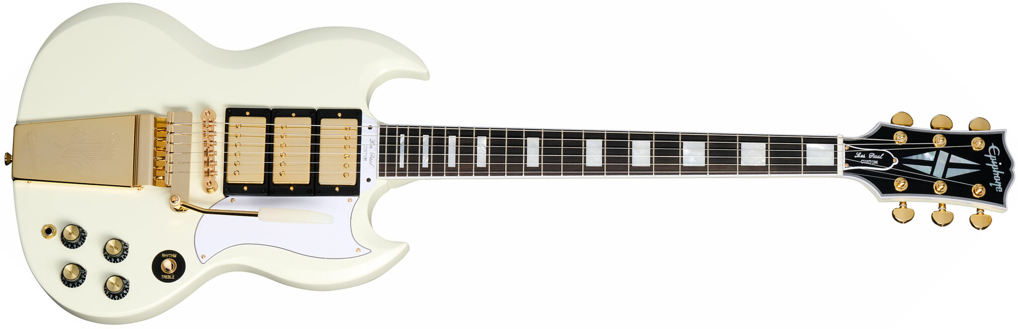 Epiphone Sg Les Paul Custom 1963 Maestro Vibrola Inspired By 2h Trem Eb - Vos Classic White - Guitarra eléctrica de doble corte. - Main picture