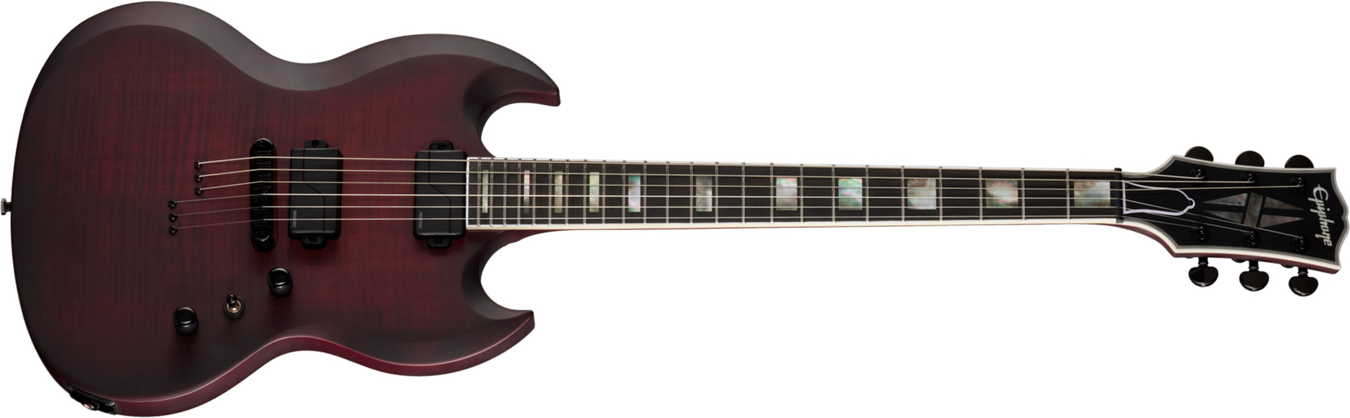 Epiphone Sg Prophecy Modern 2h Fishman Fluence Ht Eb - Crimson Fog Satin - Double cut gitaar - Main picture