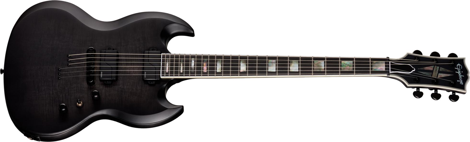 Epiphone Sg Prophecy Modern 2h Fishman Fluence Ht Eb - Obsidian Storm Satin - Double cut gitaar - Main picture
