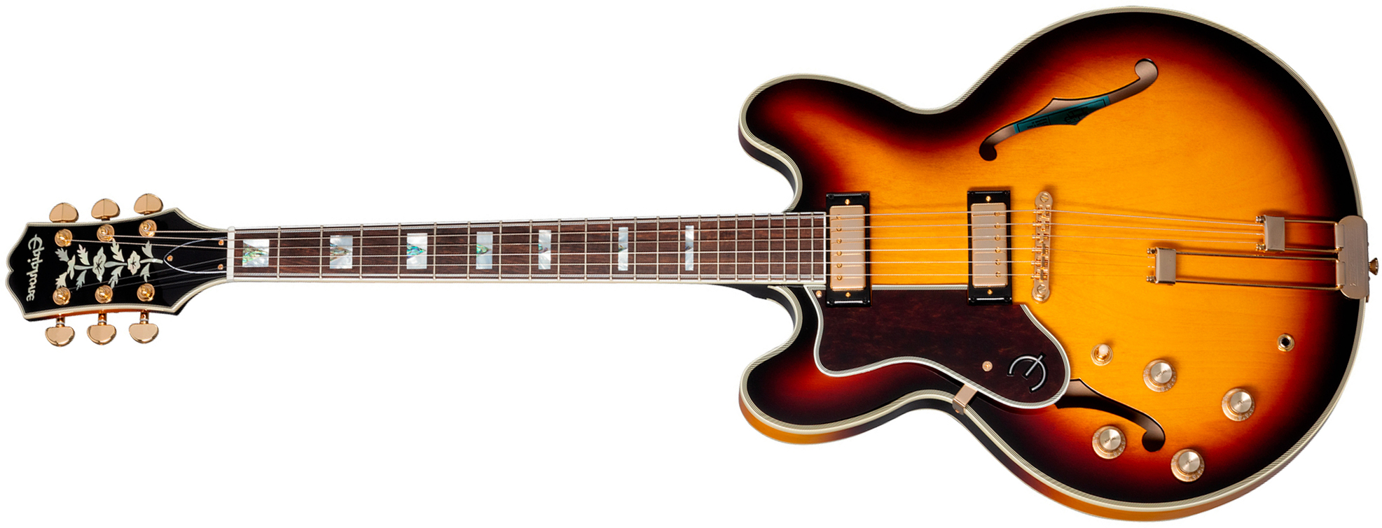 Epiphone Sheraton Lh Original Archtops Gaucher 2mh Ht Rw - Vintage Sunburst - Semi hollow elektriche gitaar - Main picture