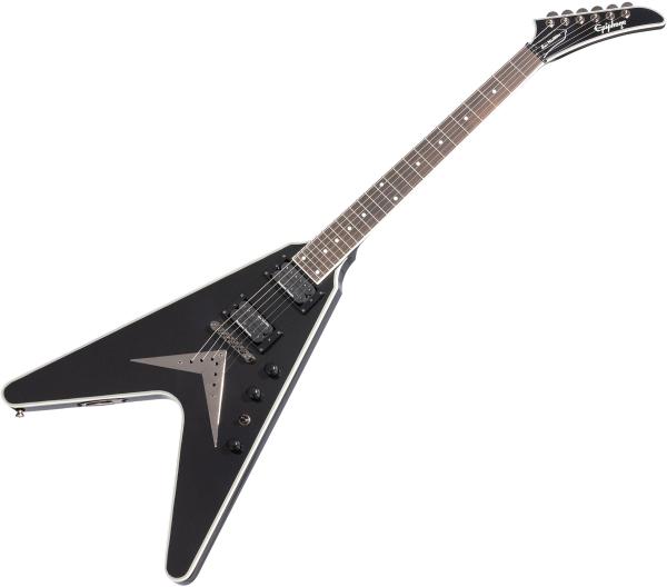 Kenmerkende elektrische gitaar Epiphone Dave Mustaine Flying V Custom - Black metallic