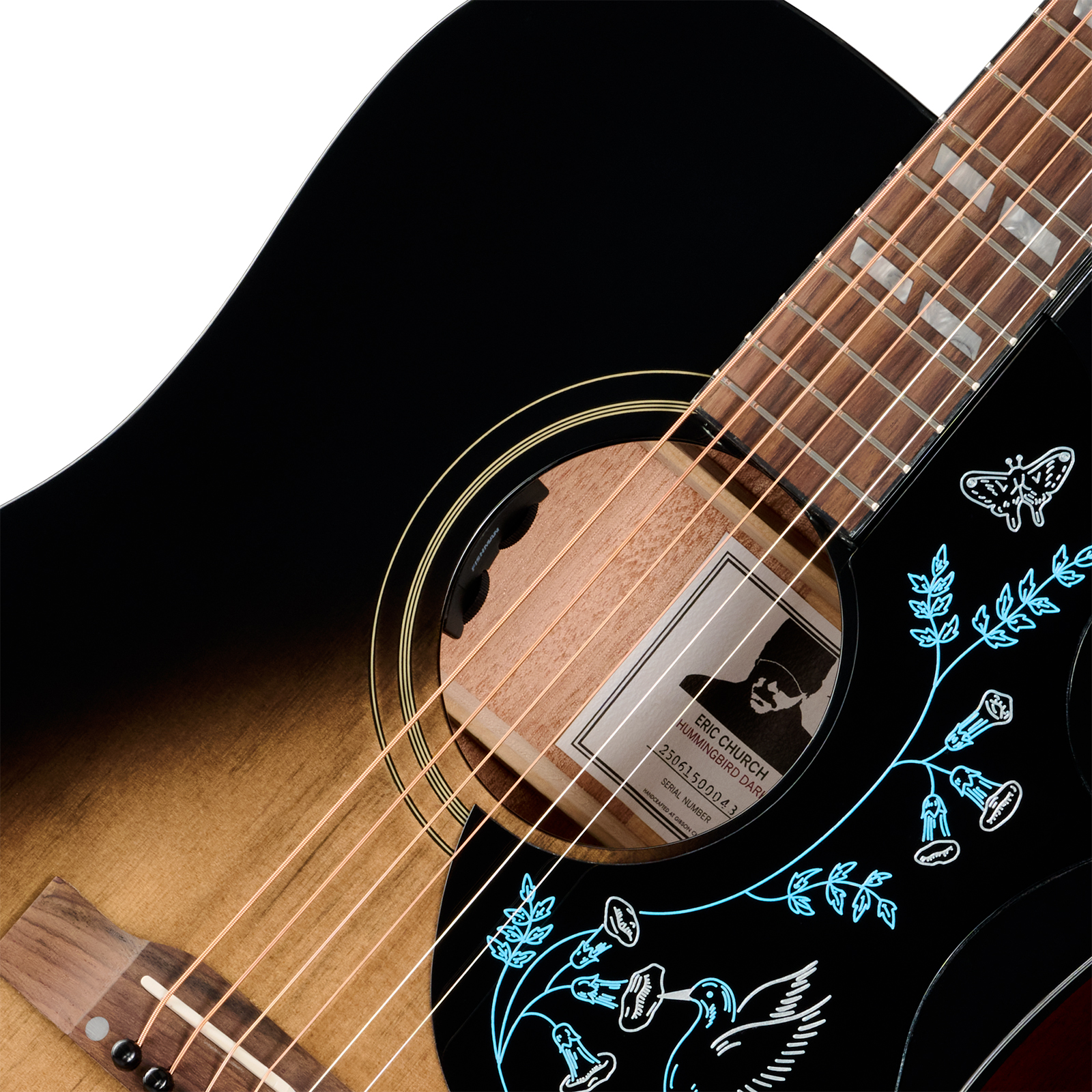Epiphone Eric Church Hummingbird Dark Signature Dreadnought Shsc Epicea Acajou Rw - Cobra Burst - Folk gitaar - Variation 3