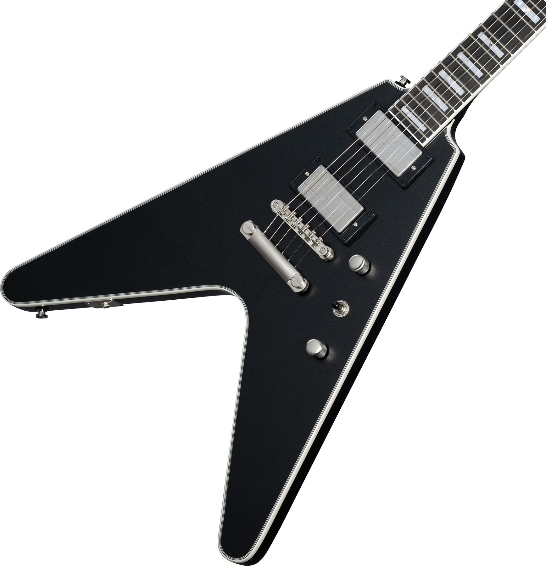 Epiphone Flying V Prophecy Inspired By Modern 2h Fishman Fluence Ht Eb - Aged Jet Black Metallic - Retro-rock elektrische gitaar - Variation 3