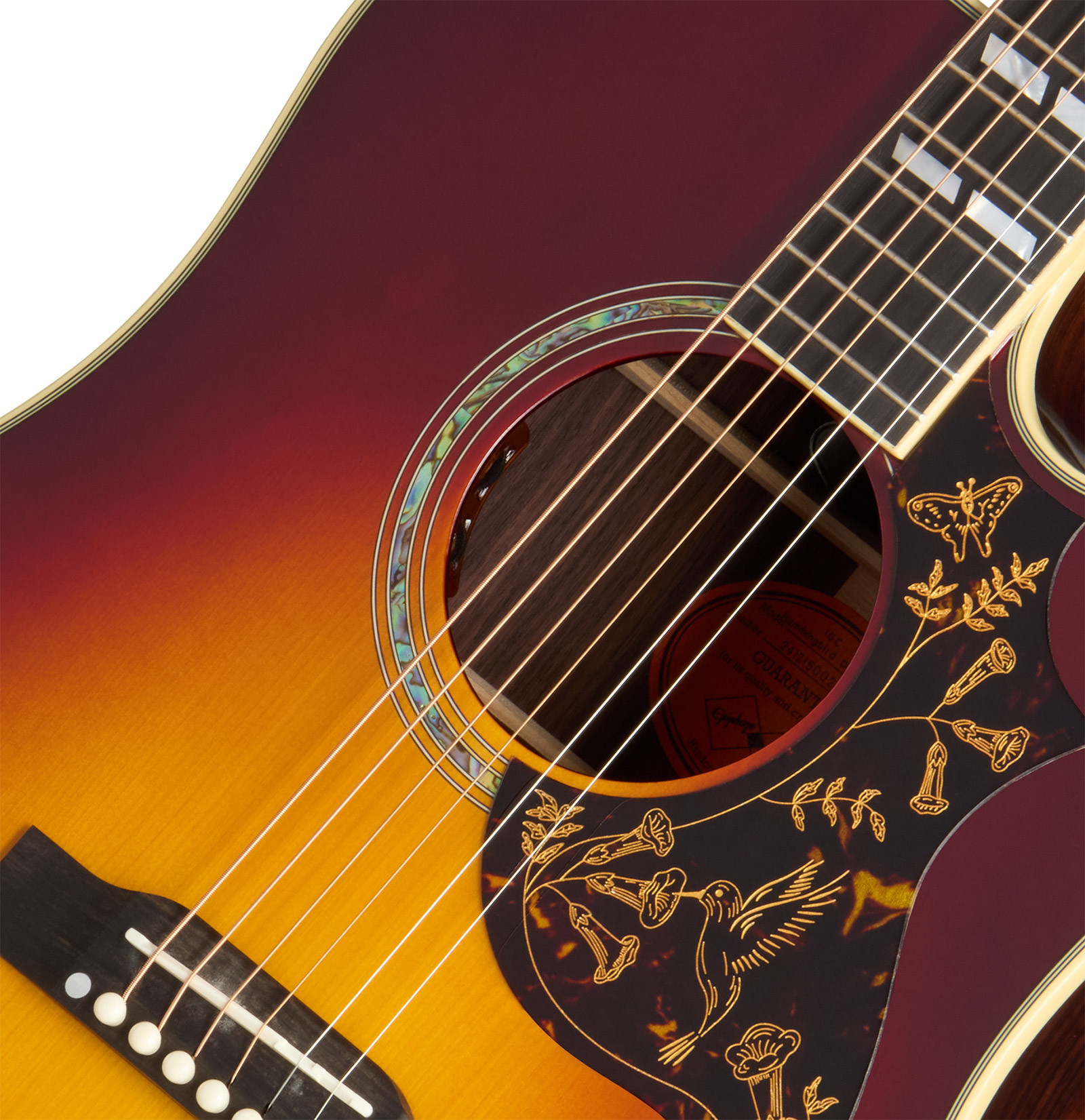 Epiphone Hummingbird Deluxe Ec Inspired By Gibson Dreadnought Cw Epicea Palissandre Eb - Autumn Burst - Folk gitaar - Variation 3