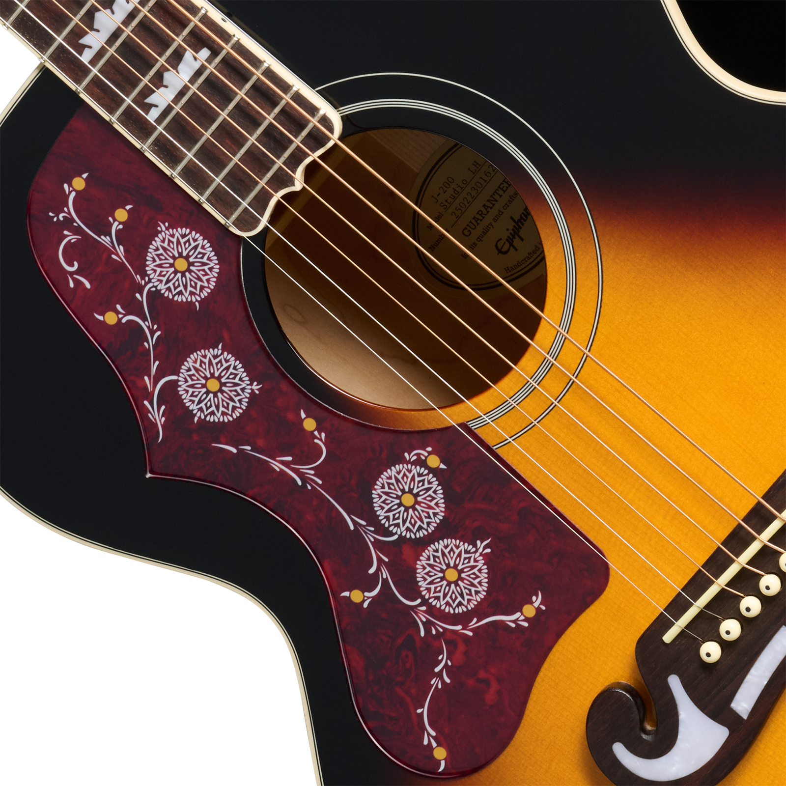 Epiphone J200 Studio Lh Gaucher Ibg Jumbo Epicea Acajou Rw - Vintage Sunburst - Folk gitaar - Variation 2