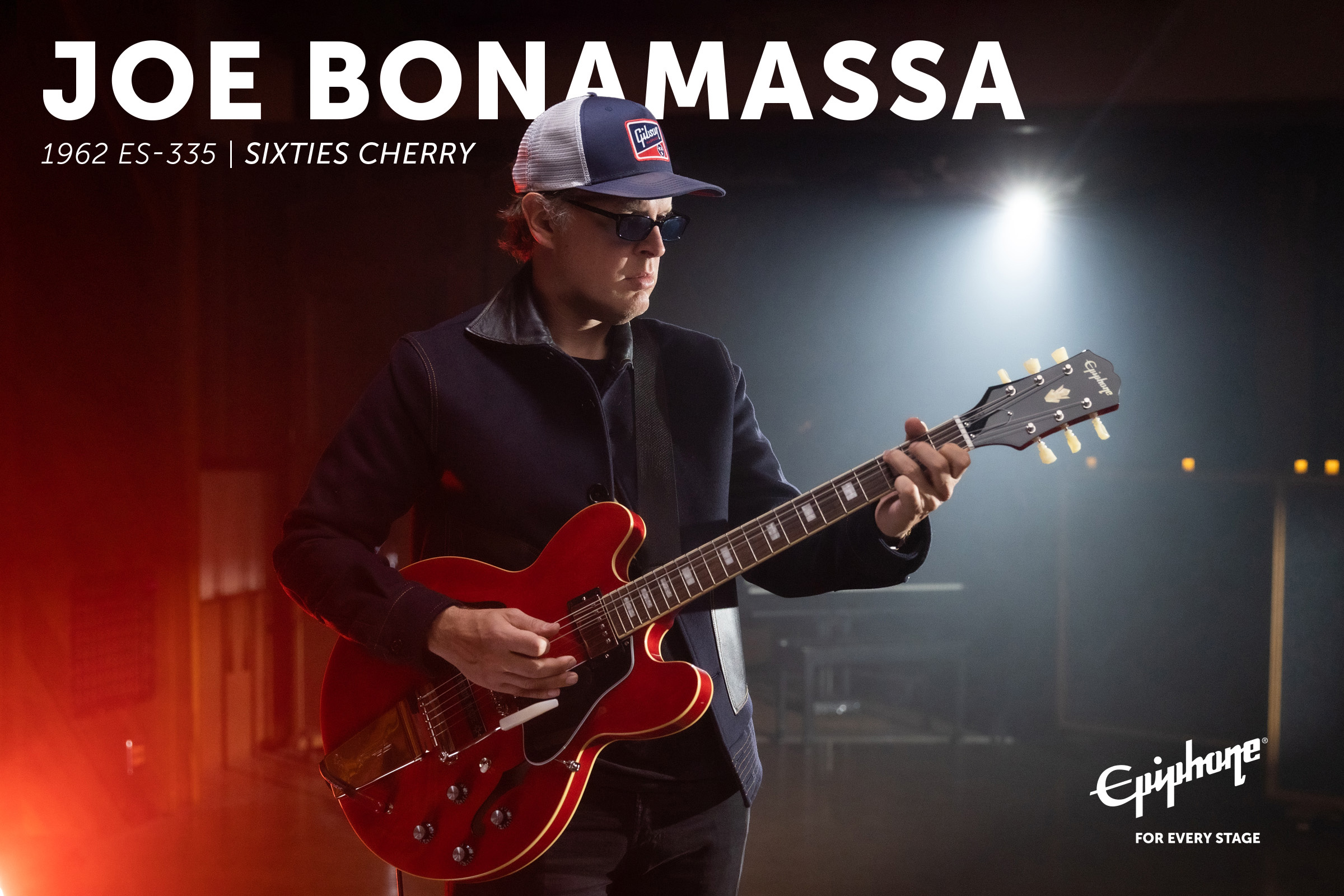 Epiphone Joe Bonamassa Es-335 1962 2h Trem Lau - Sixties Cherry - Kenmerkende elektrische gitaar - Variation 7